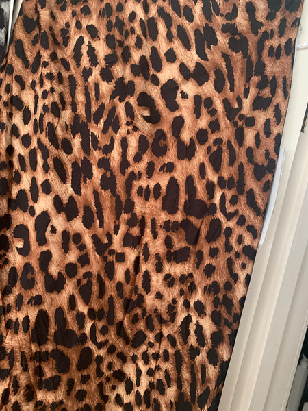 Satin Leopard Skirt Black and Brown